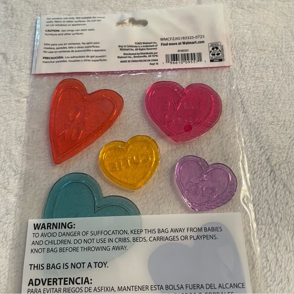 Window Gel Clings Valentines Day Colorful Hearts XOXO Teachers Supply Decor - Picture 5 of 8
